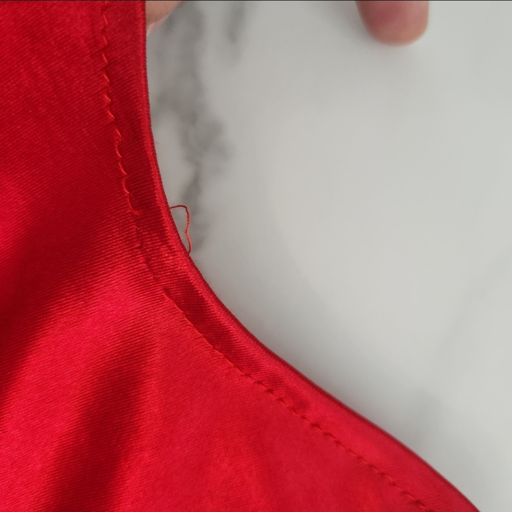 Red Satin Strapless Crop Top Bold & Chic Size Medium - Picture 11 of 16